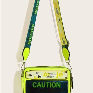 Mini neon Lime Letter Print Crossbody Bag